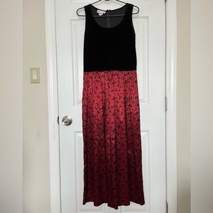 KARIN Stevens Vintage Boho black red Floral Sleeveless Maxi Dress size 12